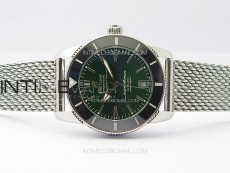 SuperOcean 42mm AB2010 SS B50 1:1 Best Edition Green Dial Black Ceramic Bezel on SS Bracelet A2824
