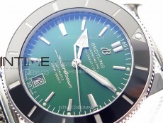 SuperOcean 42mm AB2010 SS B50 1:1 Best Edition Green Dial Black Ceramic Bezel on SS Bracelet A2824