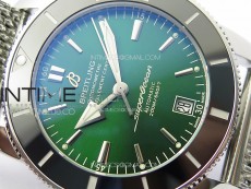 SuperOcean 42mm AB2010 SS B50 1:1 Best Edition Green Dial Black Ceramic Bezel on SS Bracelet A2824