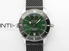 SuperOcean 42mm AB2010 SS B50 1:1 Best Edition Green Dial Black Ceramic Bezel on Black Rubber strap A2824