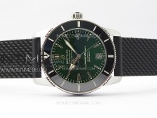 SuperOcean 42mm AB2010 SS B50 1:1 Best Edition Green Dial Black Ceramic Bezel on Black Rubber strap A2824