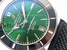 SuperOcean 42mm AB2010 SS B50 1:1 Best Edition Green Dial Black Ceramic Bezel on Black Rubber strap A2824