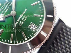 SuperOcean 42mm AB2010 SS B50 1:1 Best Edition Green Dial Black Ceramic Bezel on Black Rubber strap A2824