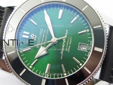SuperOcean 42mm AB2010 SS B50 1:1 Best Edition Green Dial Black Ceramic Bezel on Black Rubber strap A2824