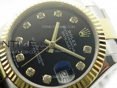 DateJust 31mm 178271 SS/YG APSF Best Edition Black Dial Crystal Markers on Oyster Bracelet A2824