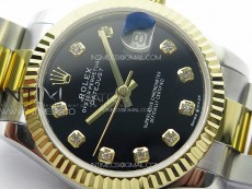 DateJust 31mm 178271 SS/YG APSF Best Edition Black Dial Crystal Markers on Oyster Bracelet A2824
