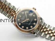 DateJust 31mm 178271 SS/RG APSF Best Edition Black Dial Crystal Markers on Jubilee Bracelet A2824