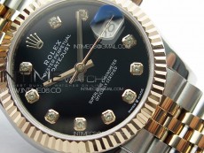 DateJust 31mm 178271 SS/RG APSF Best Edition Black Dial Crystal Markers on Jubilee Bracelet A2824