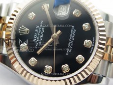 DateJust 31mm 178271 SS/RG APSF Best Edition Black Dial Crystal Markers on Jubilee Bracelet A2824