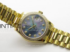 DateJust 31mm 178271 YG APSF Best Edition Blue MOP Dial Crystal Markers on President Bracelet A2824