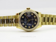 DateJust 31mm 178271 YG APSF Best Edition Blue MOP Dial Crystal Markers on President Bracelet A2824