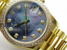 DateJust 31mm 178271 YG APSF Best Edition Blue MOP Dial Crystal Markers on President Bracelet A2824