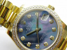 DateJust 31mm 178271 YG APSF Best Edition Blue MOP Dial Crystal Markers on President Bracelet A2824