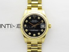 DateJust 31mm 178271 YG APSF Best Edition Black Dial Crystal Markers on President Bracelet A2824