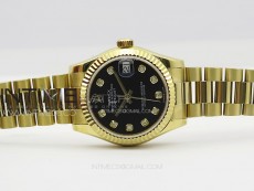 DateJust 31mm 178271 YG APSF Best Edition Black Dial Crystal Markers on President Bracelet A2824
