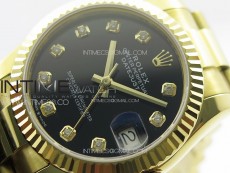 DateJust 31mm 178271 YG APSF Best Edition Black Dial Crystal Markers on President Bracelet A2824