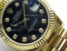 DateJust 31mm 178271 YG APSF Best Edition Black Dial Crystal Markers on President Bracelet A2824