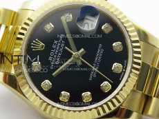 DateJust 31mm 178271 YG APSF Best Edition Black Dial Crystal Markers on President Bracelet A2824