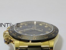 Daytona 116518LN YG APSF Black Dial Crystal Markers On Rubber Strap Slim A7750 (same thickness as gen)