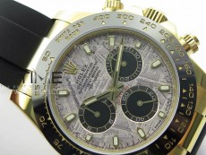 Daytona 116518LN YG APSF Best Edition Meteorite Dial Sticks Markers On Rubber Strap Slim A7750 (same thickness as gen)