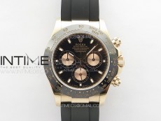 Daytona 116518LN RG APSF Black Dial Stick Markers On Rubber Strap Slim A7750 (same thickness as gen)