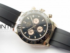 Daytona 116518LN RG APSF Black Dial Stick Markers On Rubber Strap Slim A7750 (same thickness as gen)