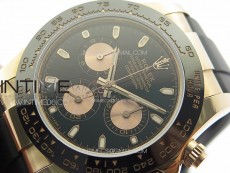 Daytona 116518LN RG APSF Black Dial Stick Markers On Rubber Strap Slim A7750 (same thickness as gen)