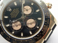 Daytona 116518LN RG APSF Black Dial Stick Markers On Rubber Strap Slim A7750 (same thickness as gen)