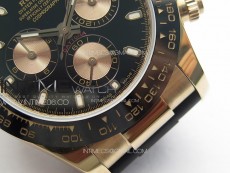 Daytona 116518LN RG APSF Black Dial Stick Markers On Rubber Strap Slim A7750 (same thickness as gen)