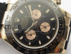 Daytona 116518LN RG APSF Black Dial Stick Markers On Rubber Strap Slim A7750 (same thickness as gen)