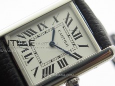 Tank Solo Ladies 25mm SS K11F 1:1 Best Edition White Dial on Black Leather Strap Ronda Quartz