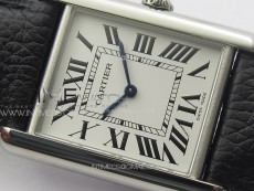 Tank Solo Ladies 25mm SS K11F 1:1 Best Edition White Dial on Black Leather Strap Ronda Quartz
