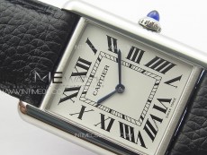 Tank Solo Ladies 25mm SS K11F 1:1 Best Edition White Dial on Black Leather Strap Ronda Quartz