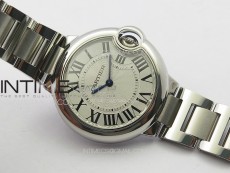 Ballon Bleu 33mm SS V20F 1:1 Best Edition White Textured Dial on SS Bracelet Gen Cal.157 Quartz