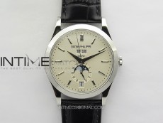 Annual Calendar Moonphase 5396 SS PPF 1:1 Best Edition White Dial on Black Leather Strap PPF324