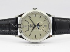 Annual Calendar Moonphase 5396 SS PPF 1:1 Best Edition White Dial on Black Leather Strap PPF324