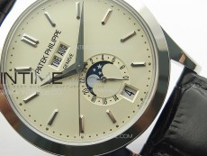 Annual Calendar Moonphase 5396 SS PPF 1:1 Best Edition White Dial on Black Leather Strap PPF324