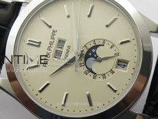 Annual Calendar Moonphase 5396 SS PPF 1:1 Best Edition White Dial on Black Leather Strap PPF324
