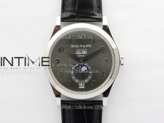 Annual Calendar Moonphase 5396 SS PPF 1:1 Best Edition Gray Dial on Black Leather Strap PPF324