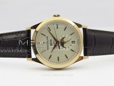 Annual Calendar Moonphase 5396 RG PPF 1:1 Best Edition White Sticks Dial on Black Leather Strap PPF324