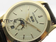 Annual Calendar Moonphase 5396 RG PPF 1:1 Best Edition White Sticks Dial on Black Leather Strap PPF324