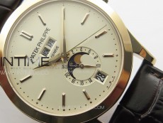 Annual Calendar Moonphase 5396 RG PPF 1:1 Best Edition White Sticks Dial on Black Leather Strap PPF324