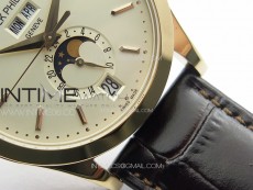 Annual Calendar Moonphase 5396 RG PPF 1:1 Best Edition White Sticks Dial on Black Leather Strap PPF324