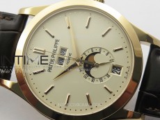 Annual Calendar Moonphase 5396 RG PPF 1:1 Best Edition White Sticks Dial on Black Leather Strap PPF324