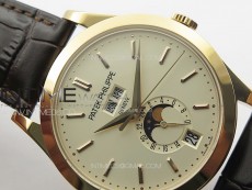 Annual Calendar Moonphase 5396 RG PPF 1:1 Best Edition White Sticks Dial on Black Leather Strap PPF324