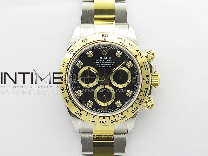 DAYTONA 116503 YG/SS APSF BLACK DIAL YG SUBDIAL CRYSTAL MARKERS ON YG/SS BRACELET SLIM A7750 DAYTONA 116503 YG/SS APSF BLACK DIAL YG SUBDIAL CRYSTAL MARKERS ON YG/SS BRACELET SLIM A7750