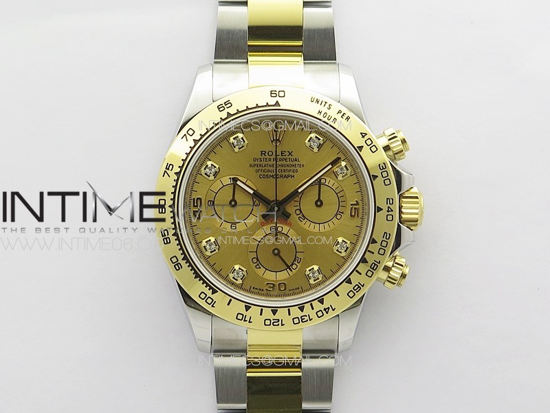 Daytona 116503 YG/SS APSF Gold Dial Crystals Markers On YG/SS Bracelet Slim A7750 Daytona 116503 YG/SS APSF Gold Dial Crystals Markers On YG/SS Bracelet Slim A7750