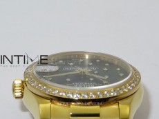 DateJust 31mm YG APSF Best Edition Green Flowers Crystals Dial on President Bracelet A2824