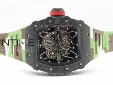 RM035-01 Forged Carbon Case KUF Best Edition Red Crown on Camouflage Rubber Strap MIYOTA8215