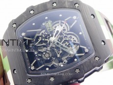 RM035-01 Forged Carbon Case KUF Best Edition Red Crown on Camouflage Rubber Strap MIYOTA8215